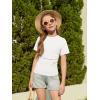 Haloumoning Girls Short Sleeve T Shirts Kids Ruched Side Slim Fit Tops Casual Crewneck Tees 5-14 Years(White)