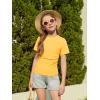Haloumoning Girls Short Sleeve T Shirts Kids Ruched Side Slim Fit Tops Casual Crewneck Tees 5-14 Years(Yellow)