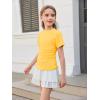 Haloumoning Girls Short Sleeve T Shirts Kids Ruched Side Slim Fit Tops Casual Crewneck Tees 5-14 Years(Yellow)