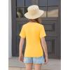 Haloumoning Girls Short Sleeve T Shirts Kids Ruched Side Slim Fit Tops Casual Crewneck Tees 5-14 Years(Yellow)