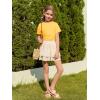 Haloumoning Girls Short Sleeve T Shirts Kids Ruched Side Slim Fit Tops Casual Crewneck Tees 5-14 Years(Yellow)