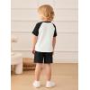 Haloumoning Toddler Baby Boy 2 Piece Summer Outfits Kids Colorblock Short Sleeve Raglan T Shirts and Shorts Set Clothes 1-8Y(Black)