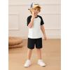 Haloumoning Toddler Baby Boy 2 Piece Summer Outfits Kids Colorblock Short Sleeve Raglan T Shirts and Shorts Set Clothes 1-8Y(Black)