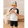 Haloumoning Toddler Baby Boy 2 Piece Summer Outfits Kids Colorblock Short Sleeve Raglan T Shirts and Shorts Set Clothes 1-8Y(Black)
