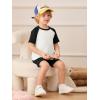 Haloumoning Toddler Baby Boy 2 Piece Summer Outfits Kids Colorblock Short Sleeve Raglan T Shirts and Shorts Set Clothes 1-8Y(Black)