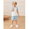 Haloumoning Toddler Baby Boy 2 Piece Summer Outfits Kids Colorblock Short Sleeve Raglan T Shirts and Shorts Set Clothes 1-8Y(Blue)
