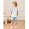 Haloumoning Toddler Baby Boy 2 Piece Summer Outfits Kids Colorblock Short Sleeve Raglan T Shirts and Shorts Set Clothes 1-8Y(Blue)