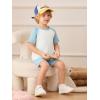 Haloumoning Toddler Baby Boy 2 Piece Summer Outfits Kids Colorblock Short Sleeve Raglan T Shirts and Shorts Set Clothes 1-8Y(Blue)
