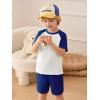 Haloumoning Toddler Baby Boy 2 Piece Summer Outfits Kids Colorblock Short Sleeve Raglan T Shirts and Shorts Set Clothes 1-8Y(Navy)