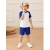 Haloumoning Toddler Baby Boy 2 Piece Summer Outfits Kids Colorblock Short Sleeve Raglan T Shirts and Shorts Set Clothes 1-8Y(Navy)
