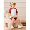 Haloumoning Toddler Baby Boy 2 Piece Summer Outfits Kids Colorblock Short Sleeve Raglan T Shirts and Shorts Set Clothes 1-8Y(Red)