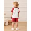 Haloumoning Toddler Baby Boy 2 Piece Summer Outfits Kids Colorblock Short Sleeve Raglan T Shirts and Shorts Set Clothes 1-8Y(Red)