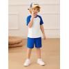 Haloumoning Toddler Baby Boy 2 Piece Summer Outfits Kids Colorblock Short Sleeve Raglan T Shirts and Shorts Set Clothes 1-8Y(Royal Blue)