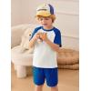 Haloumoning Toddler Baby Boy 2 Piece Summer Outfits Kids Colorblock Short Sleeve Raglan T Shirts and Shorts Set Clothes 1-8Y(Royal Blue)