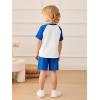 Haloumoning Toddler Baby Boy 2 Piece Summer Outfits Kids Colorblock Short Sleeve Raglan T Shirts and Shorts Set Clothes 1-8Y(Royal Blue)