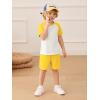 Haloumoning Toddler Baby Boy 2 Piece Summer Outfits Kids Colorblock Short Sleeve Raglan T Shirts and Shorts Set Clothes 1-8Y(Yellow)