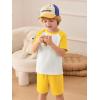 Haloumoning Toddler Baby Boy 2 Piece Summer Outfits Kids Colorblock Short Sleeve Raglan T Shirts and Shorts Set Clothes 1-8Y(Yellow)