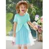 Haloumoning Toddler Baby Girl Tutu Dress Little Kids Cute Short Sleeve Ruffle Party Dresses 9M-8Y(Blue)