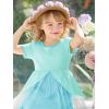 Haloumoning Toddler Baby Girl Tutu Dress Little Kids Cute Short Sleeve Ruffle Party Dresses 9M-8Y(Blue)