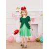 Haloumoning Toddler Baby Girl Tutu Dress Little Kids Cute Short Sleeve Ruffle Party Dresses 9M-8Y(Green)