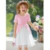 Haloumoning Toddler Baby Girl Tutu Dress Little Kids Cute Short Sleeve Ruffle Party Dresses 9M-8Y(Light Pink)
