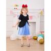 Haloumoning Toddler Baby Girl Tutu Dress Little Kids Cute Short Sleeve Ruffle Party Dresses 9M-8Y(Navy Blue)