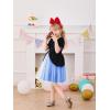 Haloumoning Toddler Baby Girl Tutu Dress Little Kids Cute Short Sleeve Ruffle Party Dresses 9M-8Y(Navy Blue)