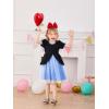 Haloumoning Toddler Baby Girl Tutu Dress Little Kids Cute Short Sleeve Ruffle Party Dresses 9M-8Y(Navy Blue)
