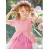 Haloumoning Toddler Baby Girl Tutu Dress Little Kids Cute Short Sleeve Ruffle Party Dresses 9M-8Y(Pink)