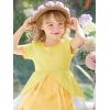 Haloumoning Toddler Baby Girl Tutu Dress Little Kids Cute Short Sleeve Ruffle Party Dresses 9M-8Y(Yellow)