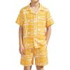 Haloumoning Boys 2 Piece Outfits Hawaiian Button Down Shirt and Shorts Sets Summer Beach Clothes 5-14 Years(Yellow)
