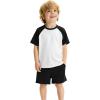 Haloumoning Toddler Baby Boy 2 Piece Summer Outfits Kids Colorblock Short Sleeve Raglan T Shirts and Shorts Set Clothes 1-8Y(Black)