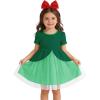 Haloumoning Toddler Baby Girl Tutu Dress Little Kids Cute Short Sleeve Ruffle Party Dresses 9M-8Y(Green)