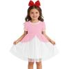 Haloumoning Toddler Baby Girl Tutu Dress Little Kids Cute Short Sleeve Ruffle Party Dresses 9M-8Y(Light Pink)