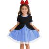 Haloumoning Toddler Baby Girl Tutu Dress Little Kids Cute Short Sleeve Ruffle Party Dresses 9M-8Y(Navy Blue)