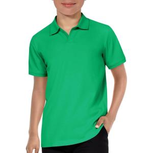 Haloumoning Boys Short Sleeve Polo Shirts Kids Casual V-Neck School Uniform Golf Pique Polo Shirt 5-14 Years(Green)