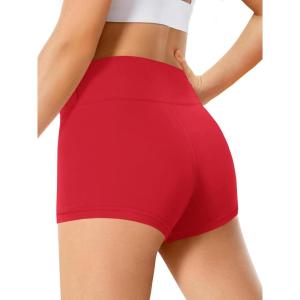 Haloumoning Girls Athletic Shorts Kids High Waist Biker Dance Gymnastics Shorts Comfy Yoga Active Shorts 5-14 Years(Red)