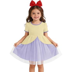 Haloumoning Toddler Baby Girl Tutu Dress Little Kids Cute Short Sleeve Ruffle Party Dresses 9M-8Y(Light Purple)