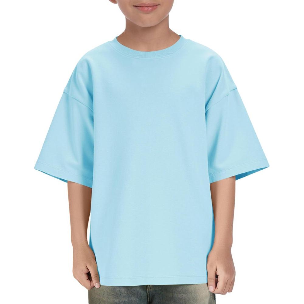 image:imageBoys Oversized T Shirts Kids Casual Crewneck Drop Shoulder Summer Basic Tees Tops 514 YearsSky Blue