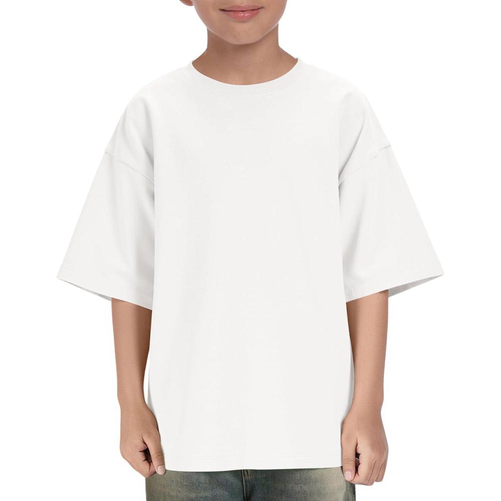 image:imageBoys Oversized T Shirts Kids Casual Crewneck Drop Shoulder Summer Basic Tees Tops 514 YearsWhite