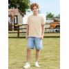 Boys Oversized T Shirts Kids Casual Crewneck Drop Shoulder Summer Basic Tees Tops 5-14 Years(Beige)