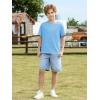 Boys Oversized T Shirts Kids Casual Crewneck Drop Shoulder Summer Basic Tees Tops 5-14 Years(Blue)