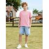 Boys Oversized T Shirts Kids Casual Crewneck Drop Shoulder Summer Basic Tees Tops 5-14 Years(Pink)