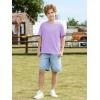 Boys Oversized T Shirts Kids Casual Crewneck Drop Shoulder Summer Basic Tees Tops 5-14 Years(Purple)