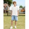 Boys Oversized T Shirts Kids Casual Crewneck Drop Shoulder Summer Basic Tees Tops 5-14 Years(White)