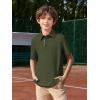 Haloumoning Boys Short Sleeve Polo Shirts Kids Athletic Performance Golf Polo School Uniform Collared Shirt 5-14Y(Army Green)