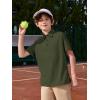 Haloumoning Boys Short Sleeve Polo Shirts Kids Athletic Performance Golf Polo School Uniform Collared Shirt 5-14Y(Army Green)
