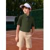 Haloumoning Boys Short Sleeve Polo Shirts Kids Athletic Performance Golf Polo School Uniform Collared Shirt 5-14Y(Army Green)