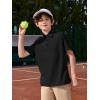 Haloumoning Boys Short Sleeve Polo Shirts Kids Athletic Performance Golf Polo School Uniform Collared Shirt 5-14Y(Black)