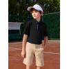 Haloumoning Boys Short Sleeve Polo Shirts Kids Athletic Performance Golf Polo School Uniform Collared Shirt 5-14Y(Black)